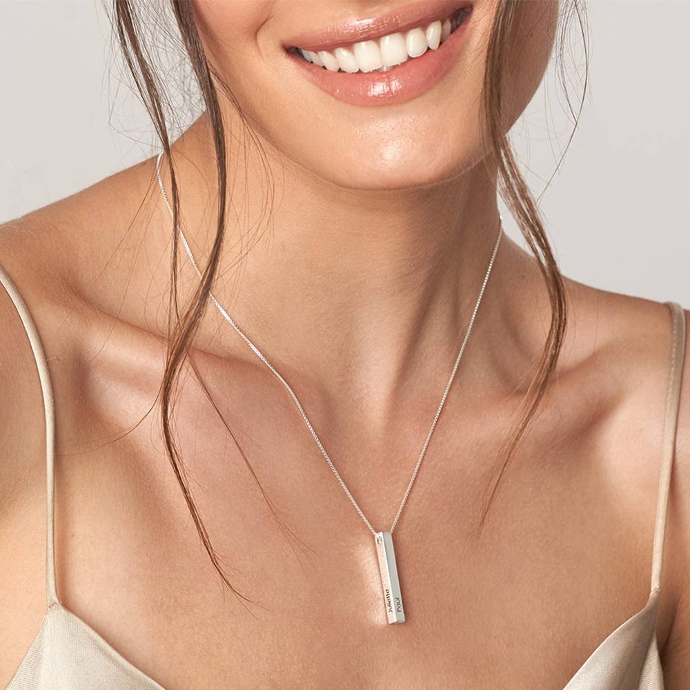 His & Hers 3D Bar Necklaces in Sterling Silver-2 product photo