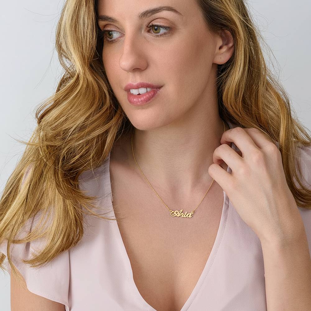 Hollywood Small Name Necklace with 0.02CT Diamond in Gold Plating-2 product photo