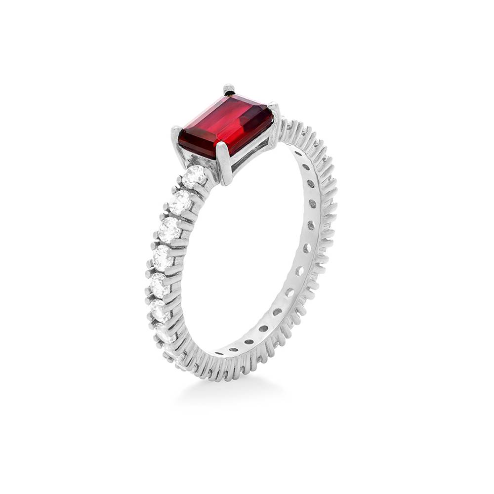 Infinite Radiance Ruby Emerald Cut Ring in Silver-2 product photo