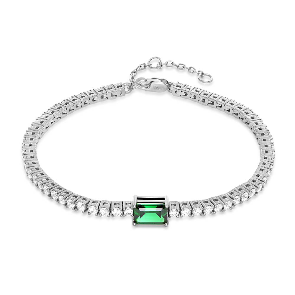 Infinite Radiance Green Emerald Cut Tennis Bracelet in Silver-1 Infinite Radiance Green Emerald Cut Tennis Bracelet in Silver-1 product photo
