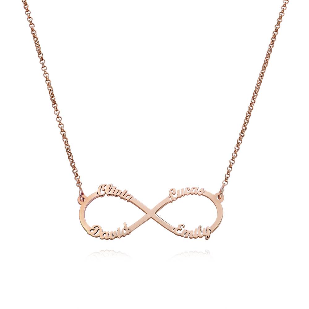 Infinity 4 Names Necklace in Rose Gold Plating - Theo Grace