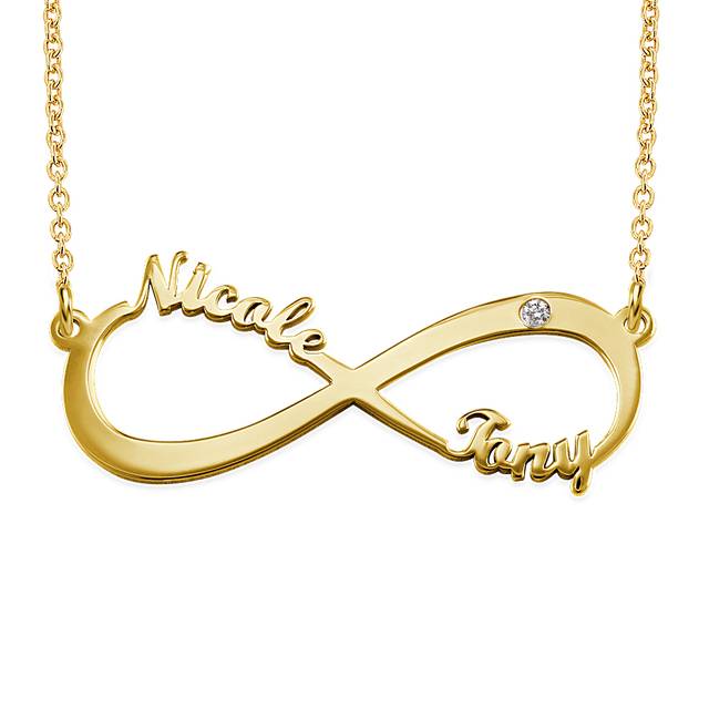 Infinity Name Necklace with Diamond in Gold Vermeil - theo grace