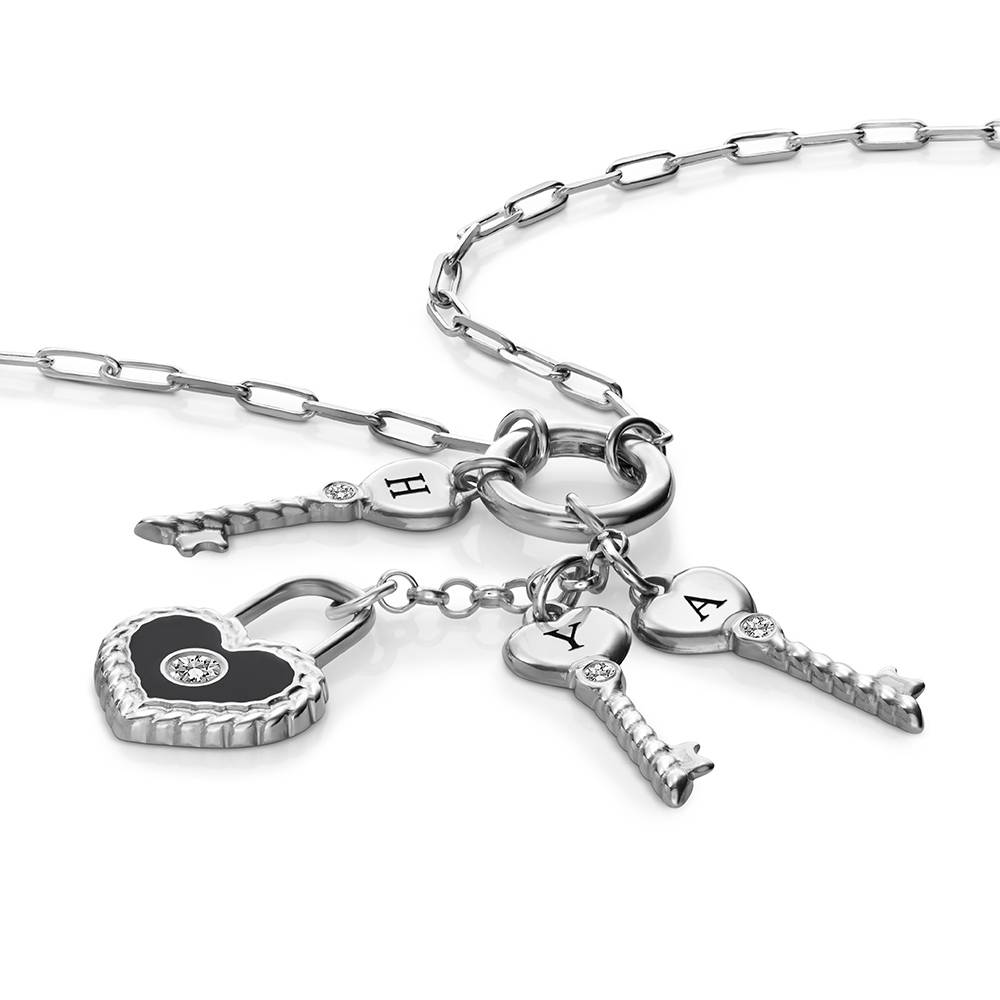 Key To My Heart Initial Necklace in Silver-5 Key To My Heart Initial Necklace in Silver-5 product photo