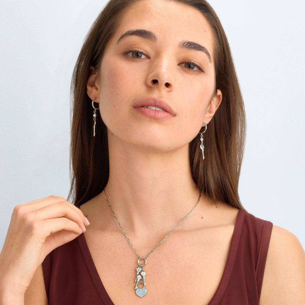 Key To My Heart Initial Necklace in Silver-4 Key To My Heart Initial Necklace in Silver-4 product photo
