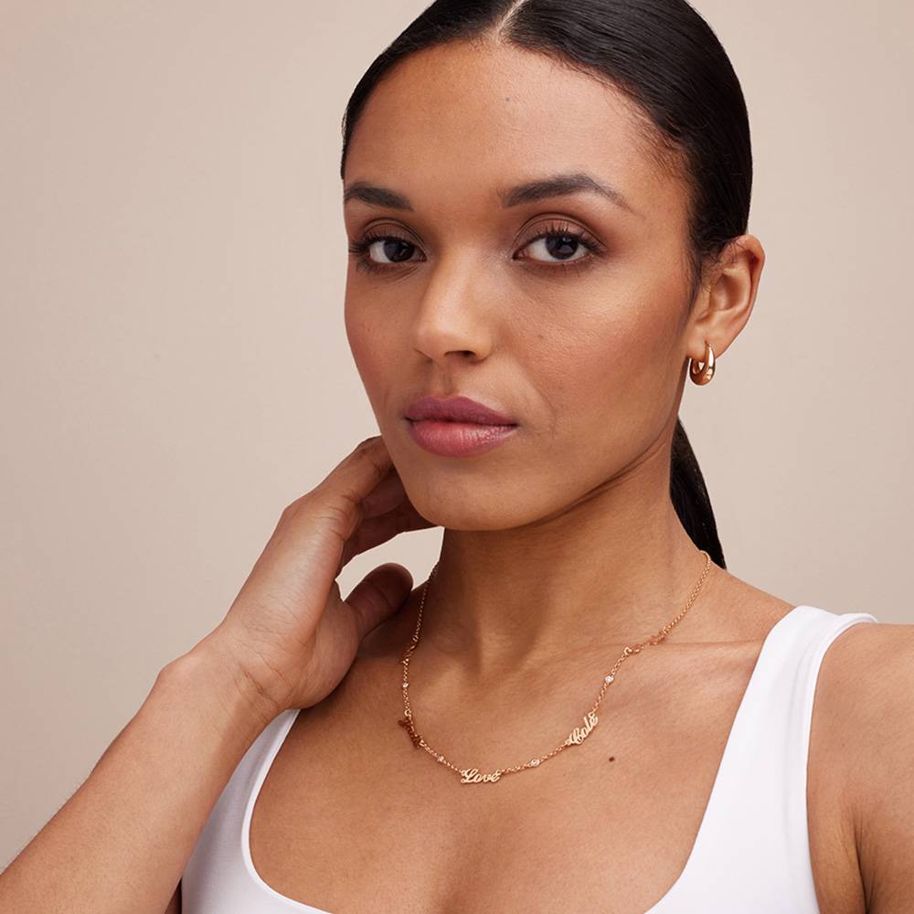 Last Minute Pack "Heritage Multiple Name Necklace in Rose Gold Plating with Diamonds"-3 product photo