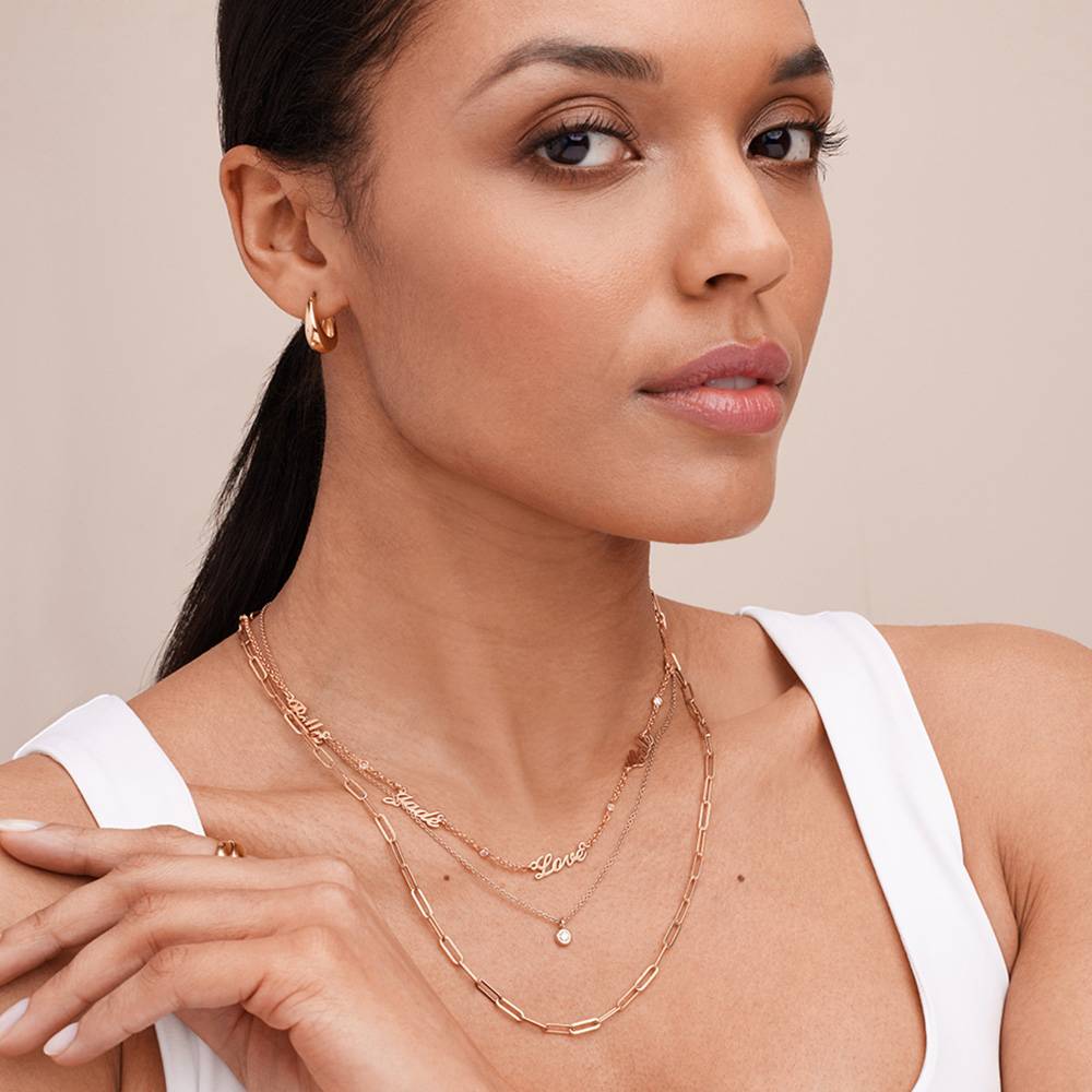 Last Minute Pack "Heritage Multiple Name Necklace in Rose Gold Plating with Diamonds"-4 product photo