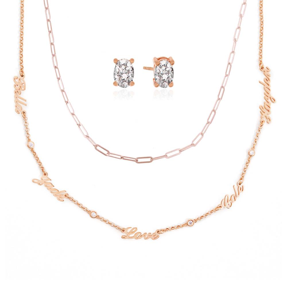Last Minute Pack "Heritage Multiple Name Necklace in Rose Gold Plating with Diamonds"-2 product photo