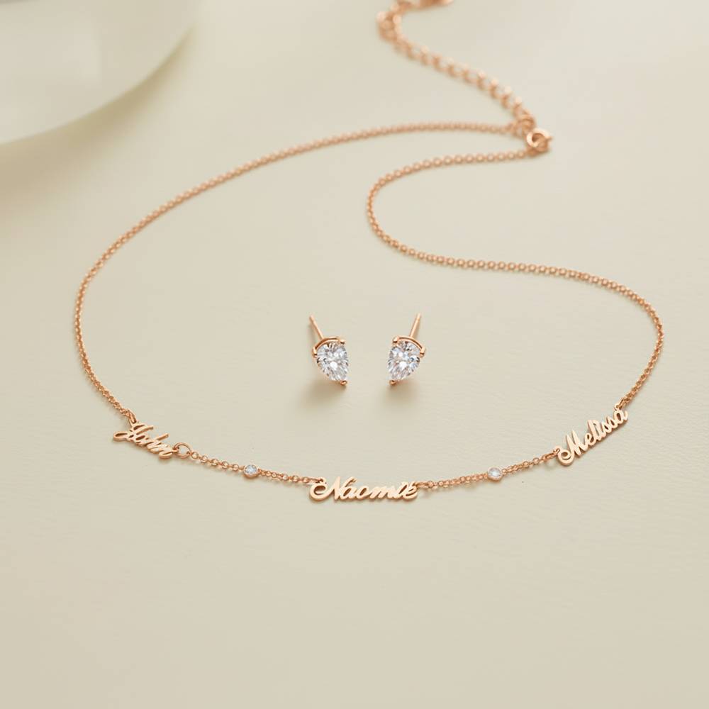 Last Minute Pack "Heritage Multiple Name Necklace in Rose Gold Plating with Diamonds"-2 Last Minute Pack "Heritage Multiple Name Necklace in Rose Gold Plating with Diamonds"-2 product photo