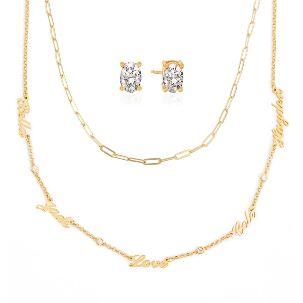 Last Minute Pack "Heritage Multiple Name Necklace in Gold Vermeil with Diamonds"-4 product photo