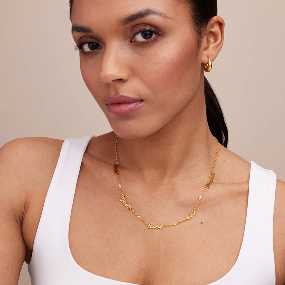 Last Minute Pack "Heritage Multiple Name Necklace in Gold Vermeil with Diamonds"-5 product photo