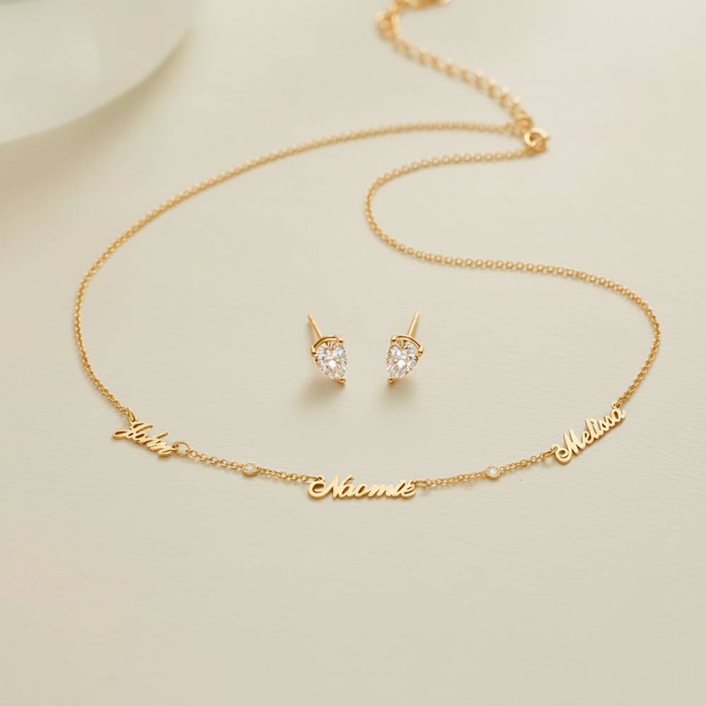 Last Minute Pack "Heritage Multiple Name Necklace in Gold Vermeil with Diamonds"-4 Last Minute Pack "Heritage Multiple Name Necklace in Gold Vermeil with Diamonds"-4 product photo