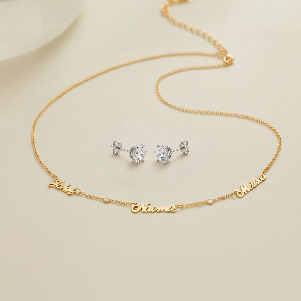 Last Minute Pack "Heritage Multiple Name Necklace in Gold Vermeil with Diamonds"-5 product photo