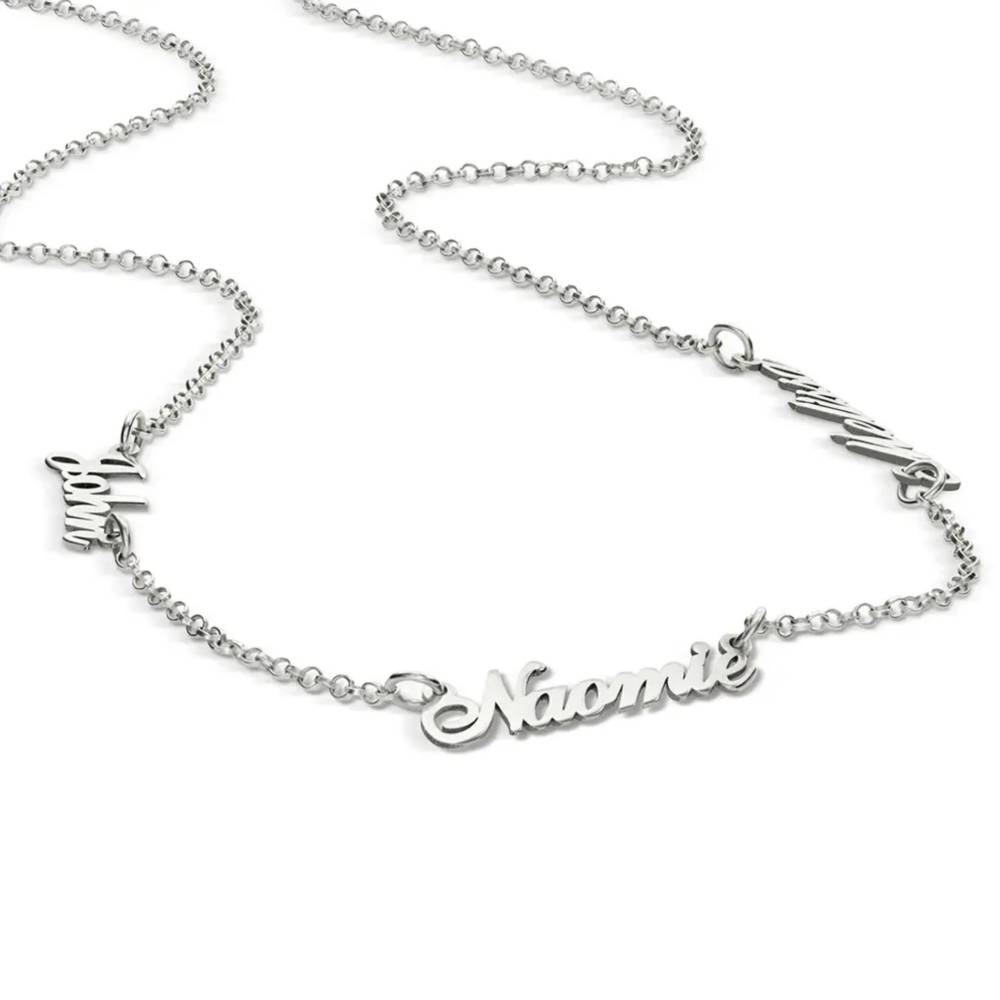 Last Minute Pack "Heritage Multiple Name Necklace in 14ct Solid White Gold"-4 product photo