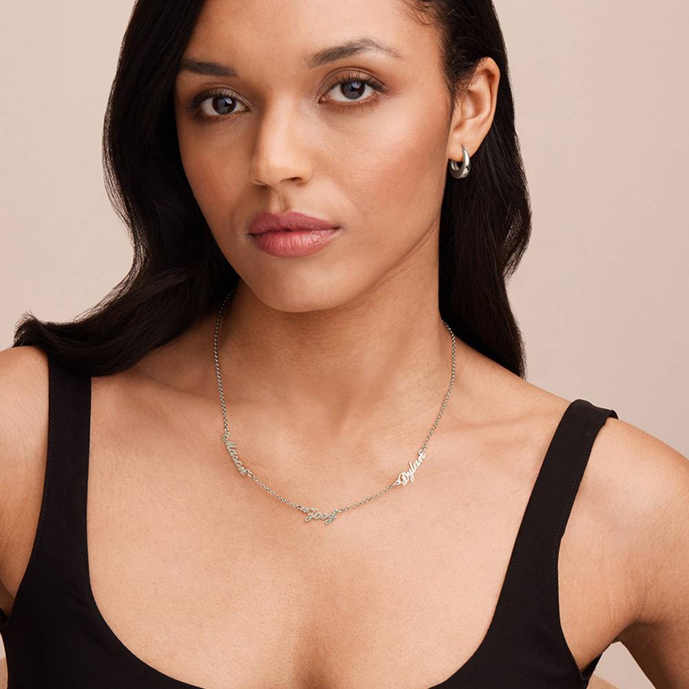 Last Minute Pack "Heritage Multiple Name Necklace in 14ct Solid White Gold"-3 product photo