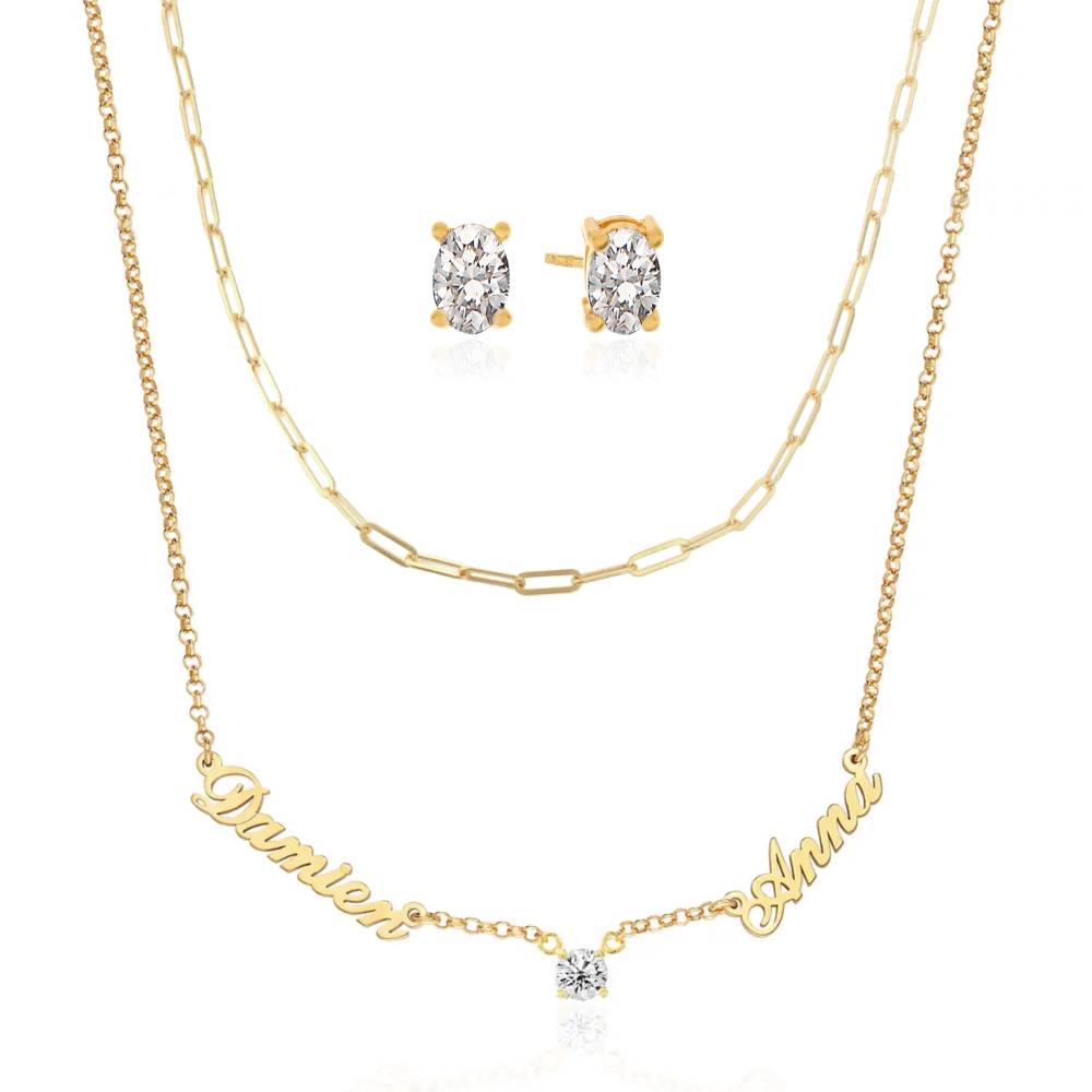 Last Minute Pack "Heritage Multiple Name Necklace in Gold Plating with 0.30CT Diamonds"-3 product photo
