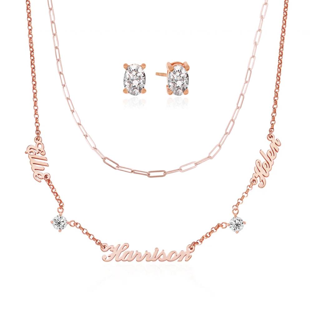 Last Minute Pack "Heritage Multiple Name Necklace in Rose Gold Plating with 0.30CT Diamonds"-2 product photo