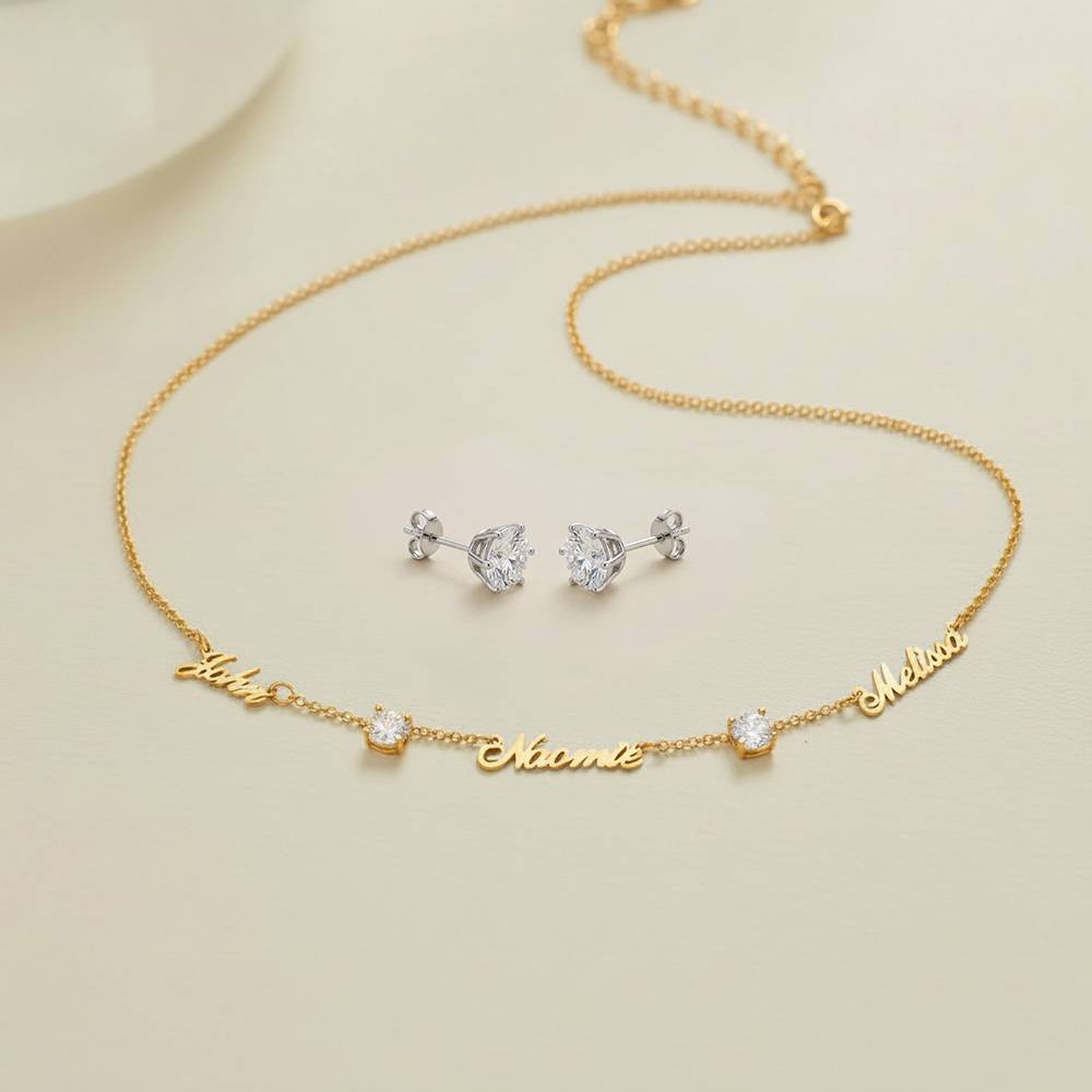 Last Minute Pack "Heritage Multiple Name Necklace in Gold Vermeil with 0.30CT Diamonds"-4 product photo