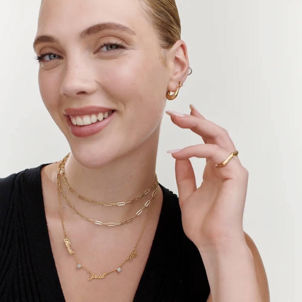 Last Minute Pack "Heritage Multiple Name Necklace in Gold Vermeil with 0.30CT Diamonds"-5 product photo