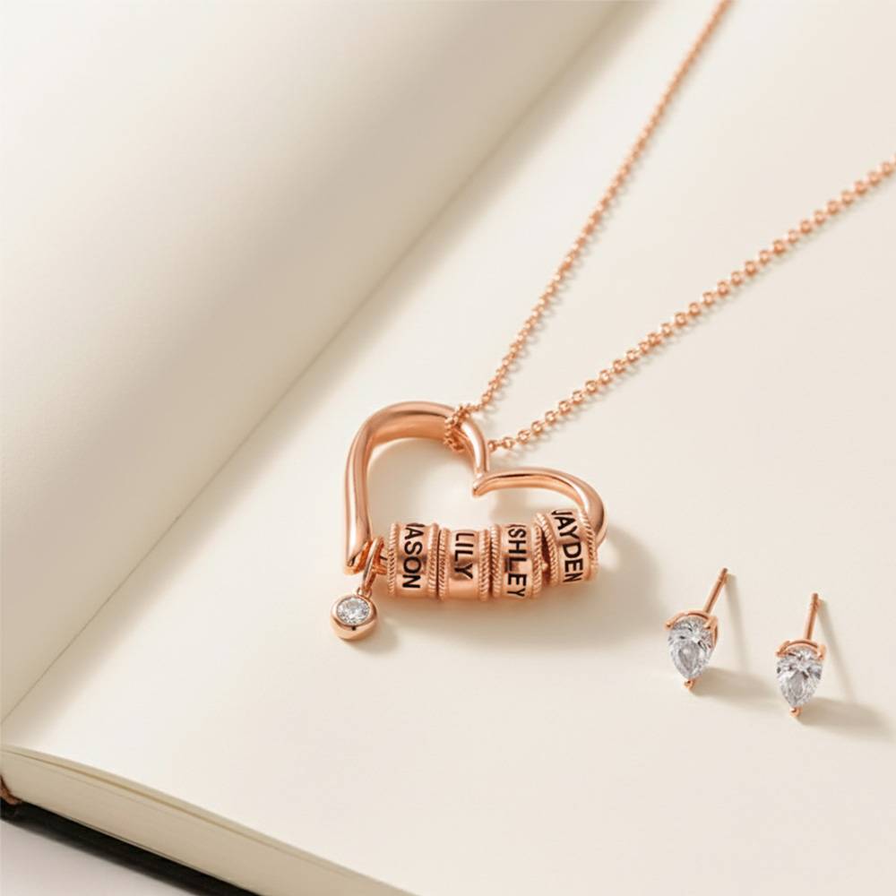 Last Minute Pack "Charming Heart Necklace in Rose Gold Vermeil with 0.10ct Diamond"-4 product photo