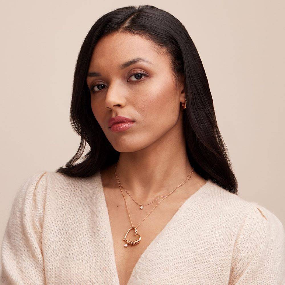 Last Minute Pack "Charming Heart Necklace in Rose Gold Plating with 0.25ct Diamond"-6 product photo