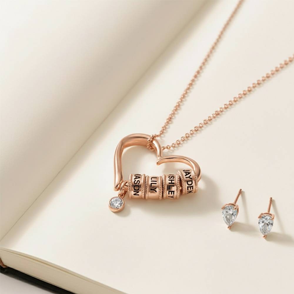 Last Minute Pack "Charming Heart Necklace in Rose Gold Vermeil with 0.25ct Diamond"-3 product photo