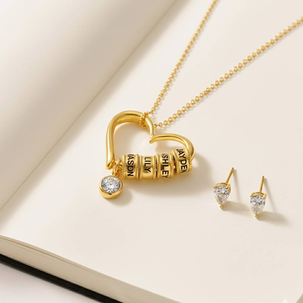 Last Minute Pack "Charming Heart Necklace in Gold Vermeil with 1ct Diamond"-5 product photo