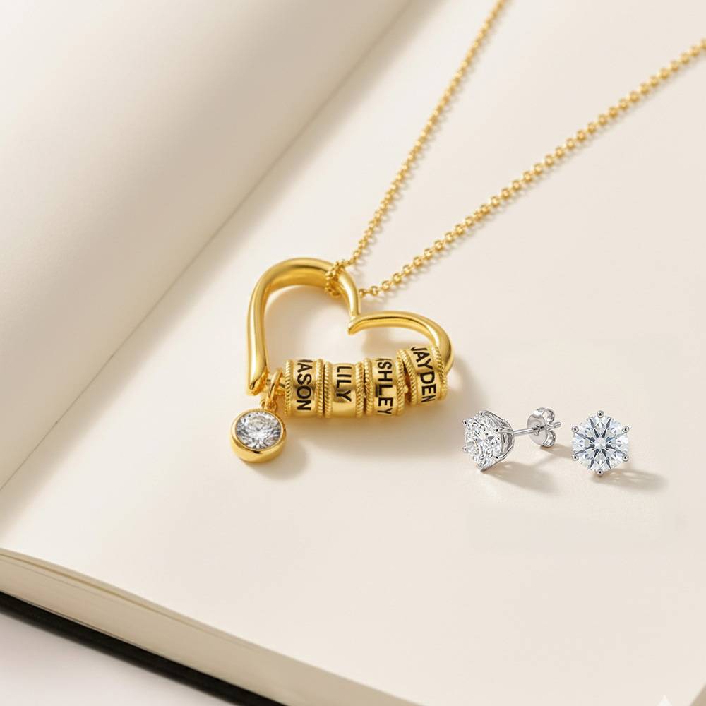 Last Minute Pack "Charming Heart Necklace in Gold Vermeil with 1ct Diamond"-5 product photo