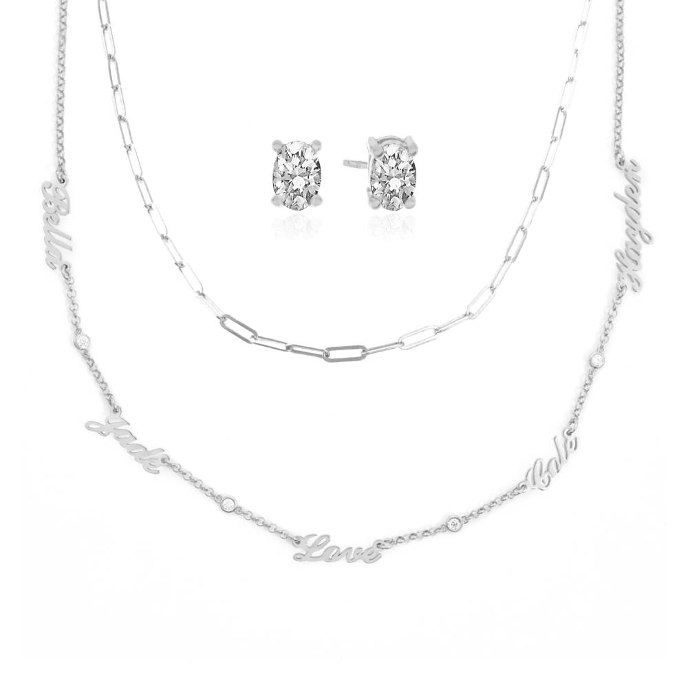 Last Minute Pack "Heritage Multiple Name Necklace in Sterling Silver with Diamonds"-3 product photo