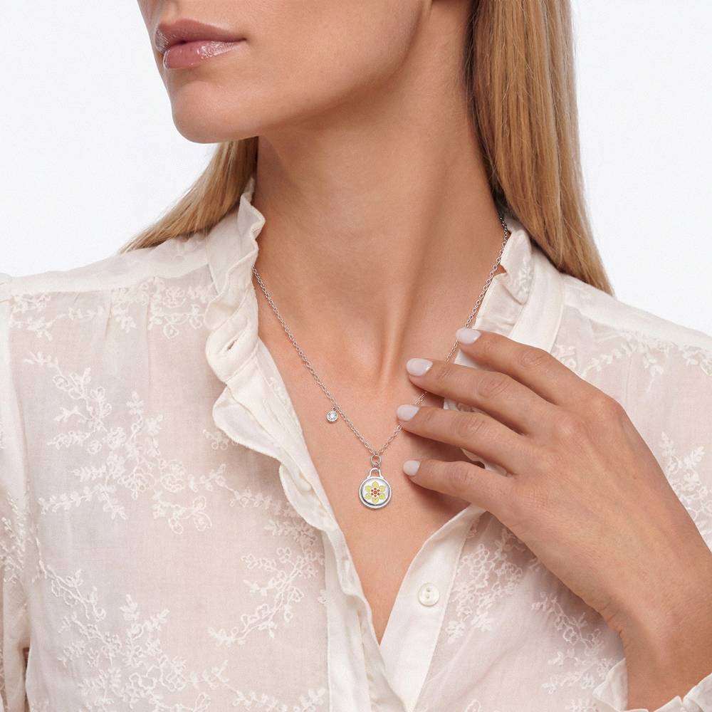 Little Ray of Sunshine Charm Necklace in Silver with 0.10CT Diamond-3 product photo