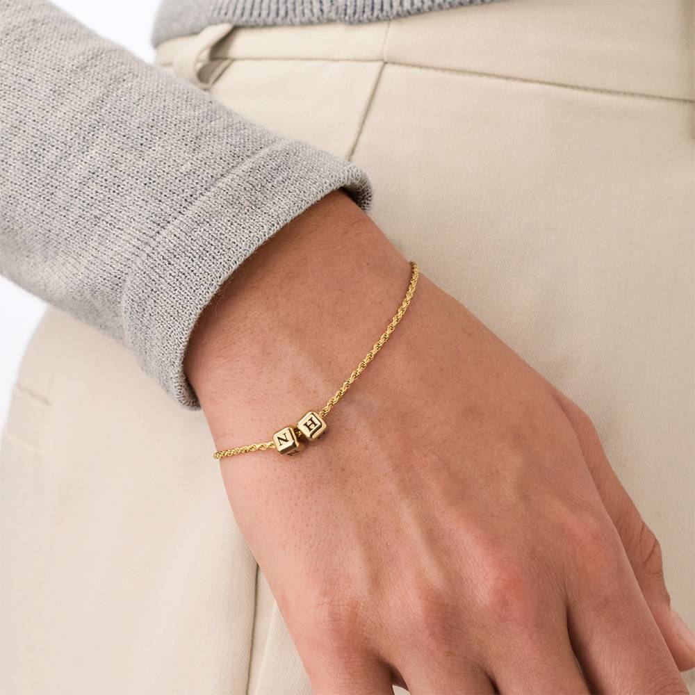 Little Loves Initial Cube Bracelet in Gold Plating-3 product photo