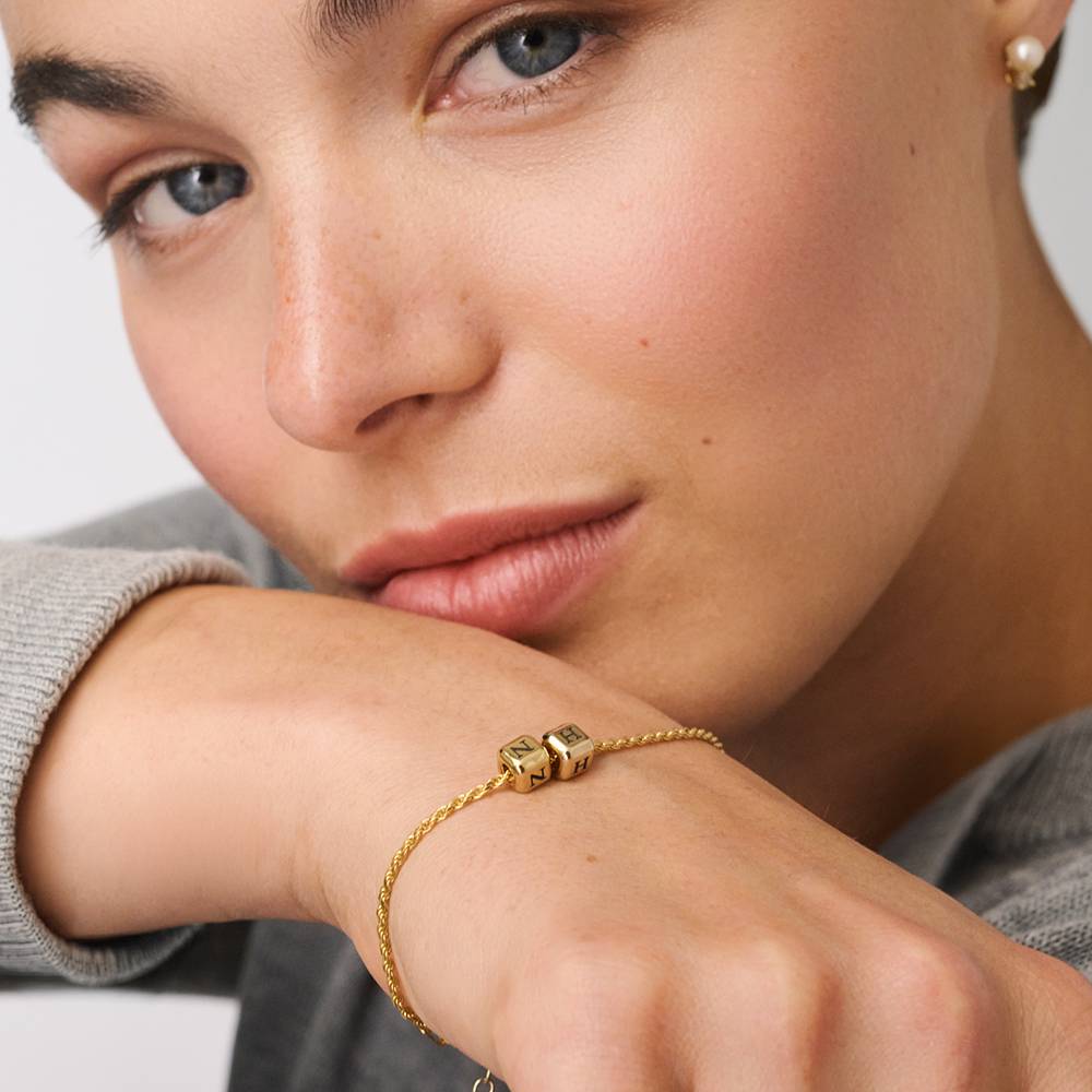 Little Loves Initial Cube Bracelet in Gold Plating-2 product photo