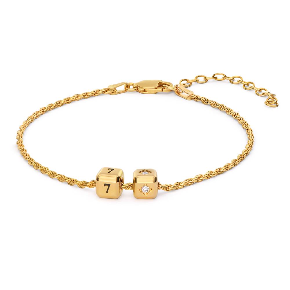 Little Loves Initial Cube Bracelet in Gold Plating with 0.08CT Diamond-1 product photo