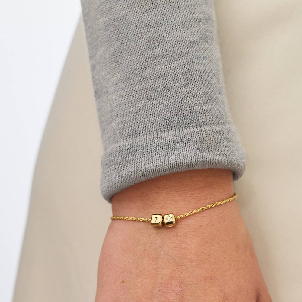 Little Loves Initial Cube Bracelet in Gold Plating with 0.08CT Diamond-3 product photo