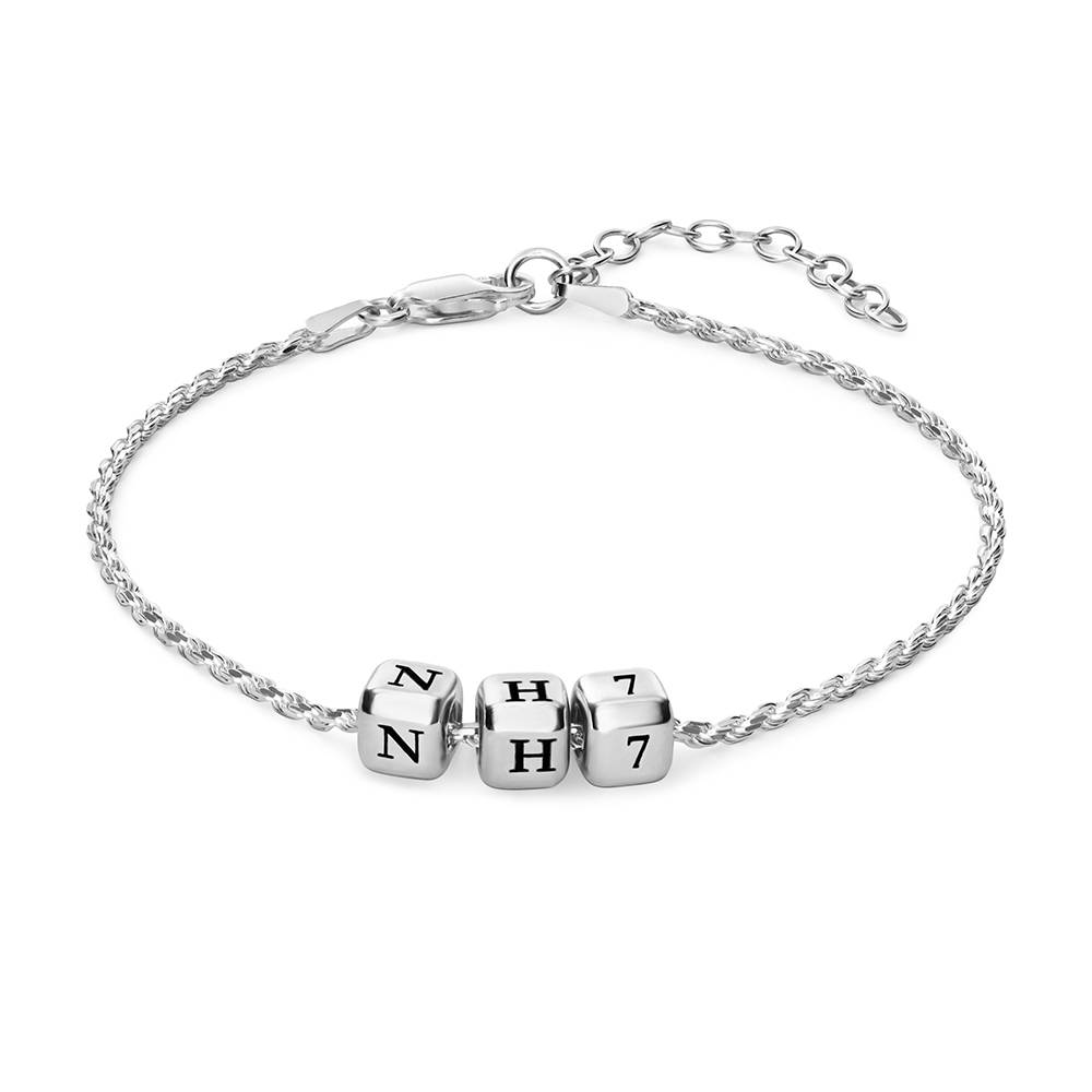 Little Loves Initial Cube Bracelet in Silver-1 product photo