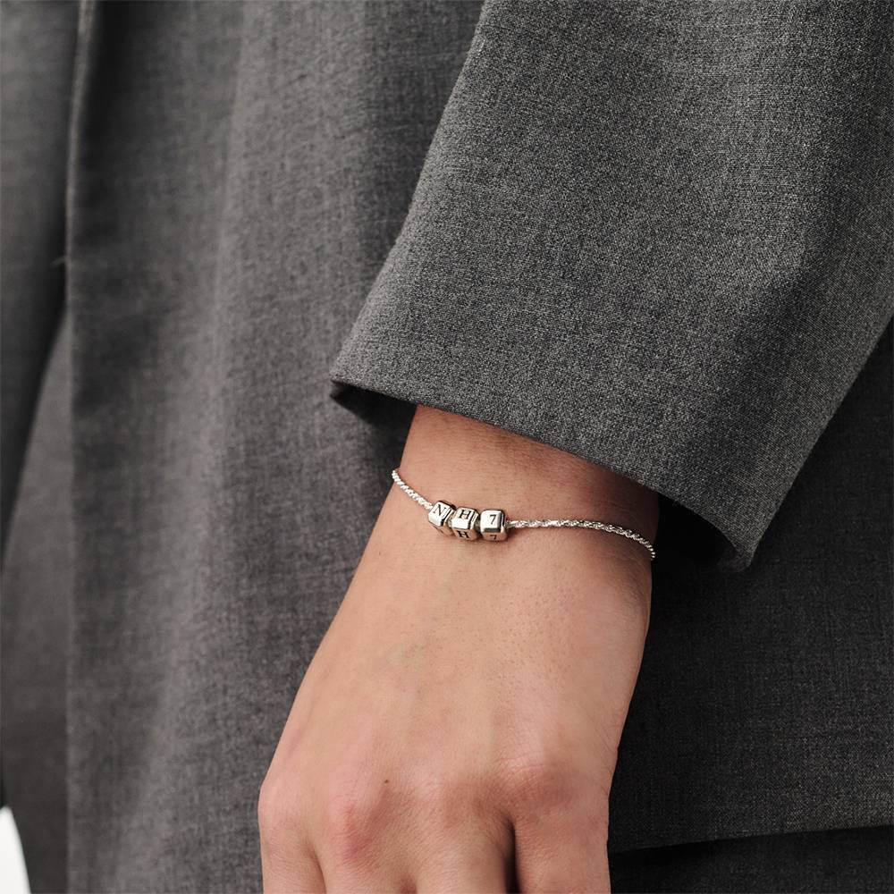 Little Loves Initial Cube Bracelet in Silver-3 product photo