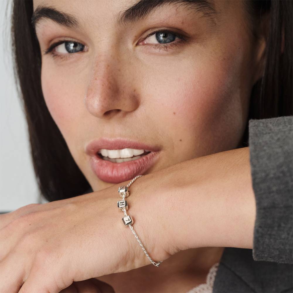 Little Loves Initial Cube Bracelet in Silver-5 product photo