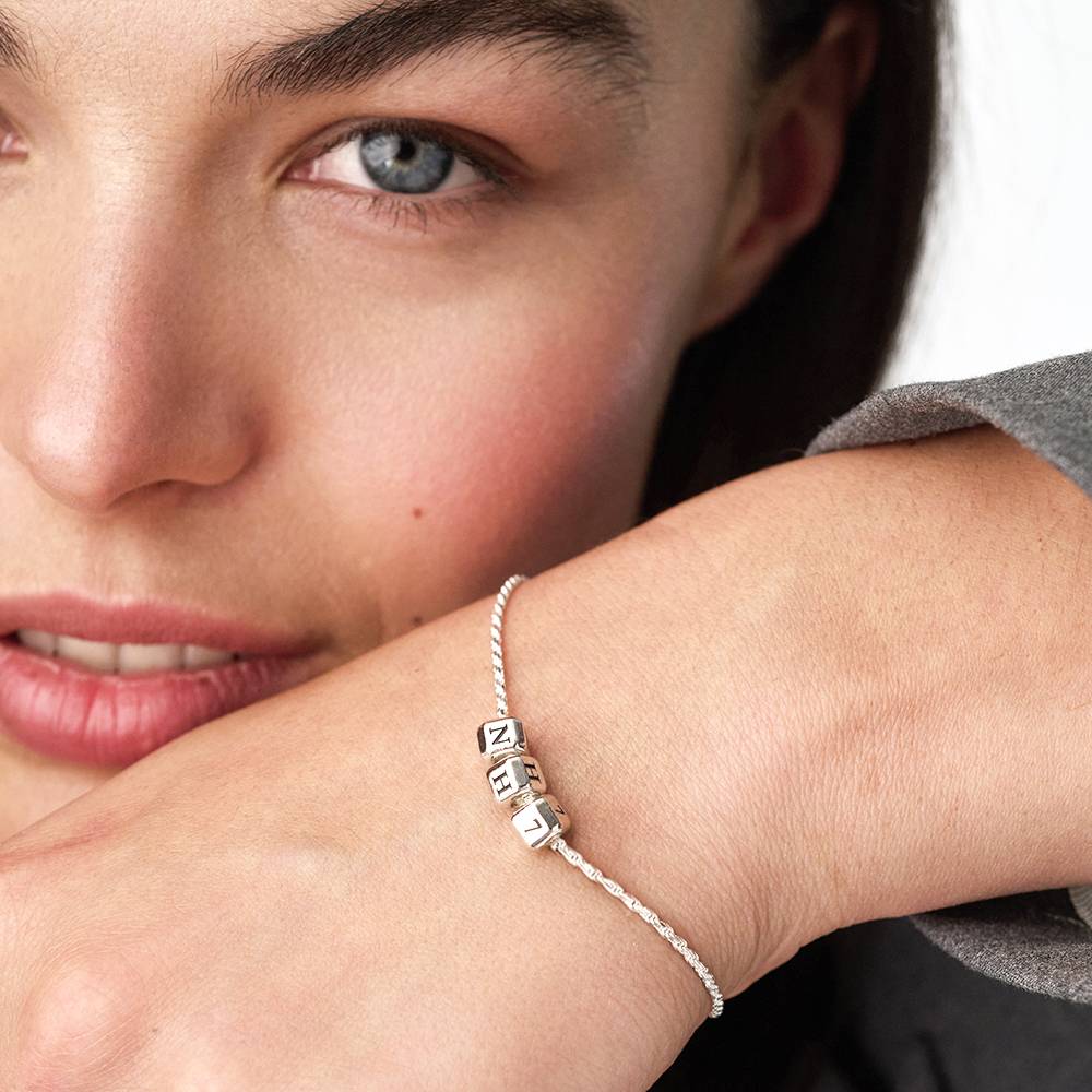 Little Loves Initial Cube Bracelet in Silver-2 product photo