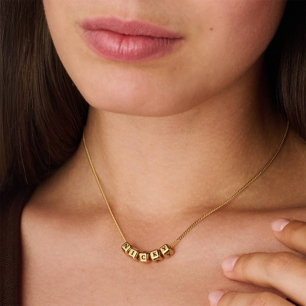 Little Loves Initial Cube Necklace in Gold Plating-3 product photo