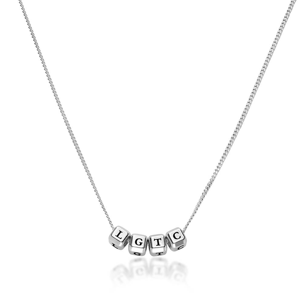 Little Loves Initial Cube Necklace in Silver-1 product photo