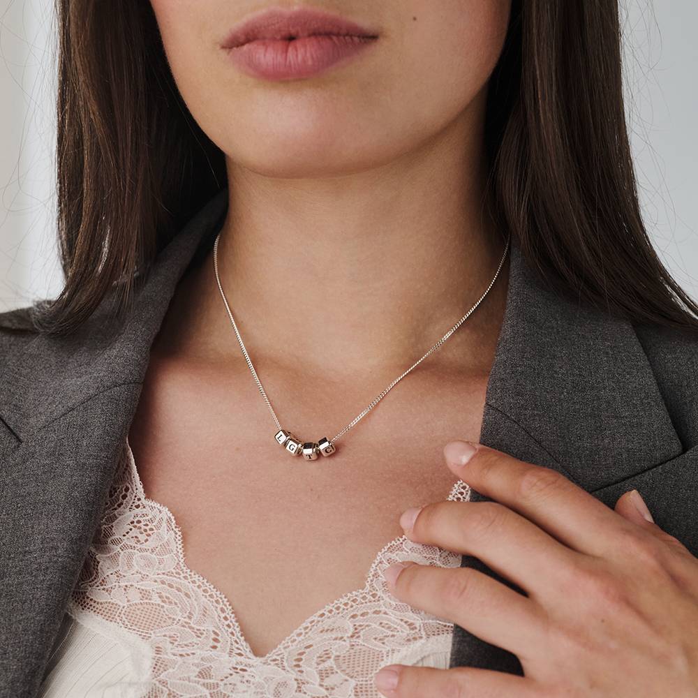 Little Loves Initial Cube Necklace in Silver-2 product photo