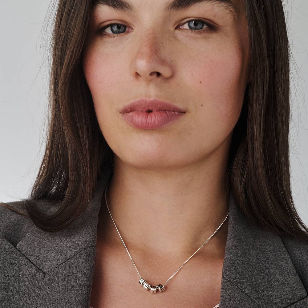 Little Loves Initial Cube Necklace in Silver-5 product photo