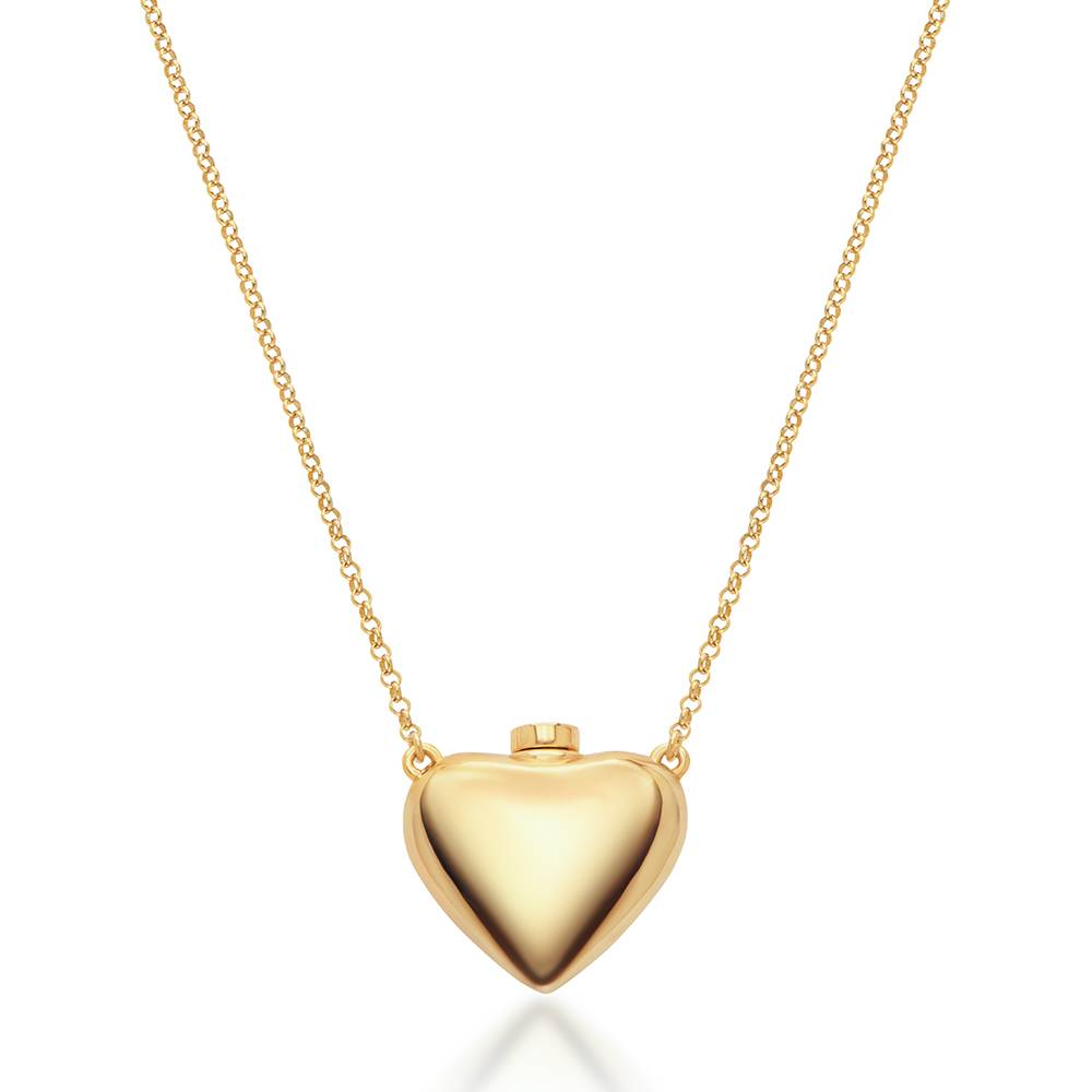 Love Note Puffy Heart Necklace in Gold Plating-4 product photo