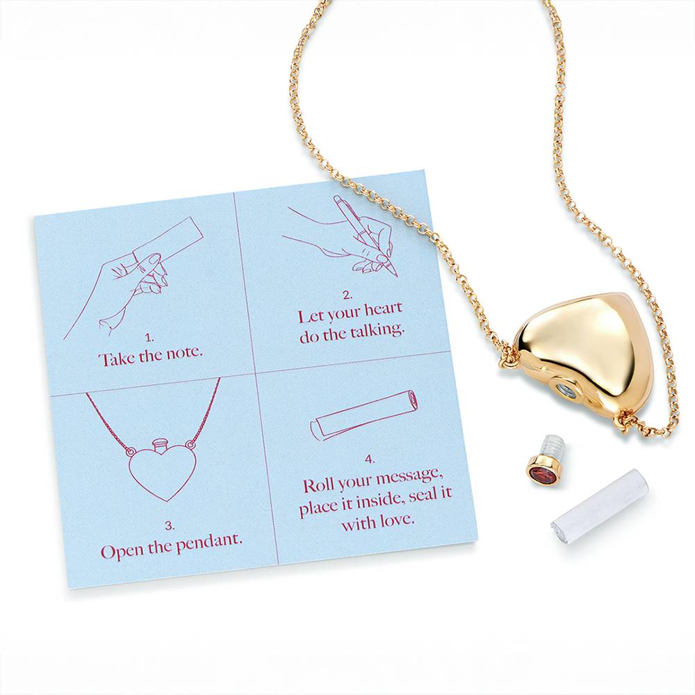 Love Note Puffy Heart Necklace in Gold Plating-1 product photo