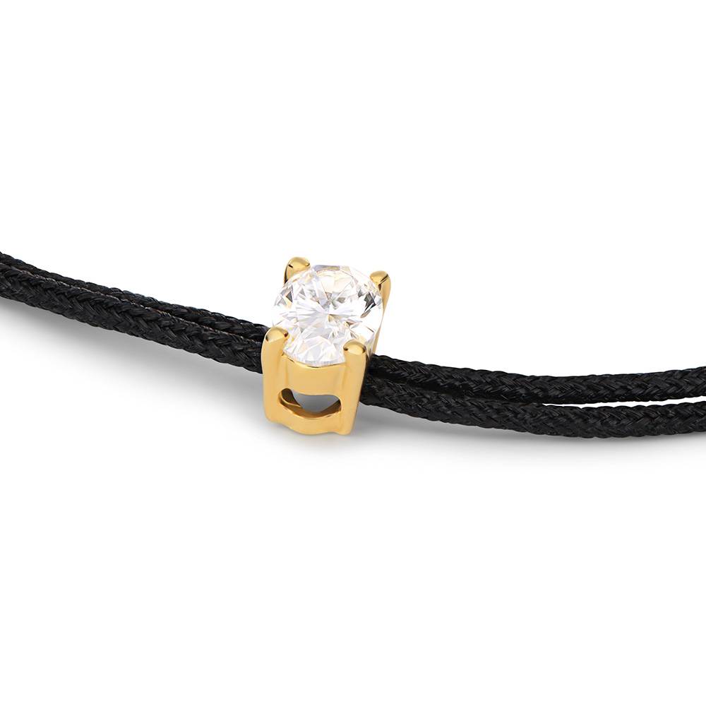 Lucky Knot Oval Diamond Adjustable Black Cord Bracelet-3 Lucky Knot Oval Diamond Adjustable Black Cord Bracelet-3 product photo