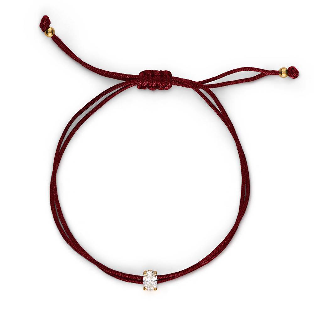 Lucky Knot Oval Diamond Adjustable Bordeaux Cord Bracelet-1 Lucky Knot Oval Diamond Adjustable Bordeaux Cord Bracelet-1 product photo