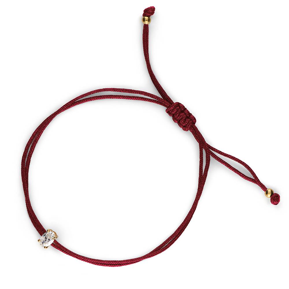 Lucky Knot Oval Diamond Adjustable Bordeaux Cord Bracelet-2 Lucky Knot Oval Diamond Adjustable Bordeaux Cord Bracelet-2 product photo