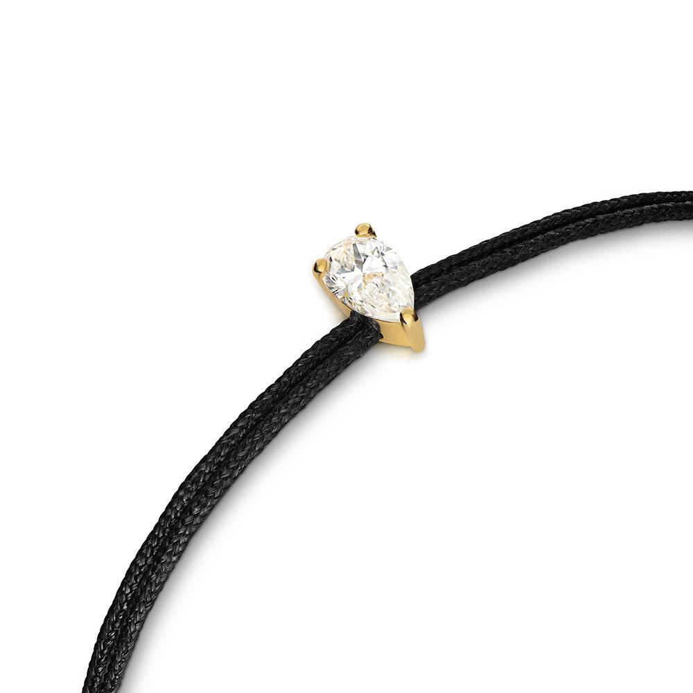 Lucky Knot Pear Diamond Adjustable Black Cord Bracelet-3 Lucky Knot Pear Diamond Adjustable Black Cord Bracelet-3 product photo