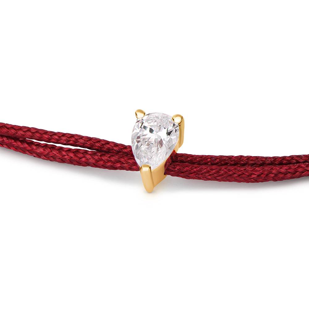 Lucky Knot Pear Diamond Adjustable Bordeaux Cord Bracelet-3 Lucky Knot Pear Diamond Adjustable Bordeaux Cord Bracelet-3 product photo