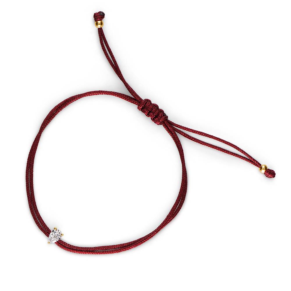 Lucky Knot Pear Diamond Adjustable Bordeaux Cord Bracelet-2 Lucky Knot Pear Diamond Adjustable Bordeaux Cord Bracelet-2 product photo