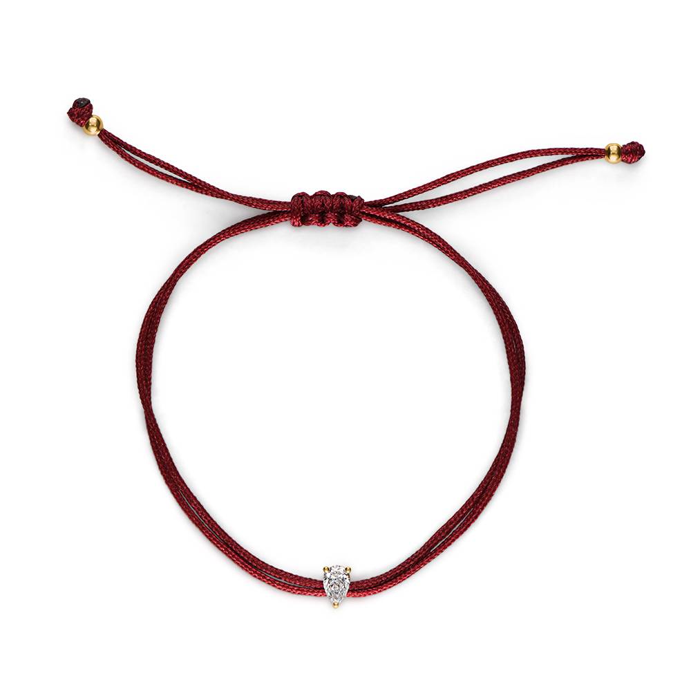 Lucky Knot Pear Diamond Adjustable Bordeaux Cord Bracelet-1 Lucky Knot Pear Diamond Adjustable Bordeaux Cord Bracelet-1 product photo
